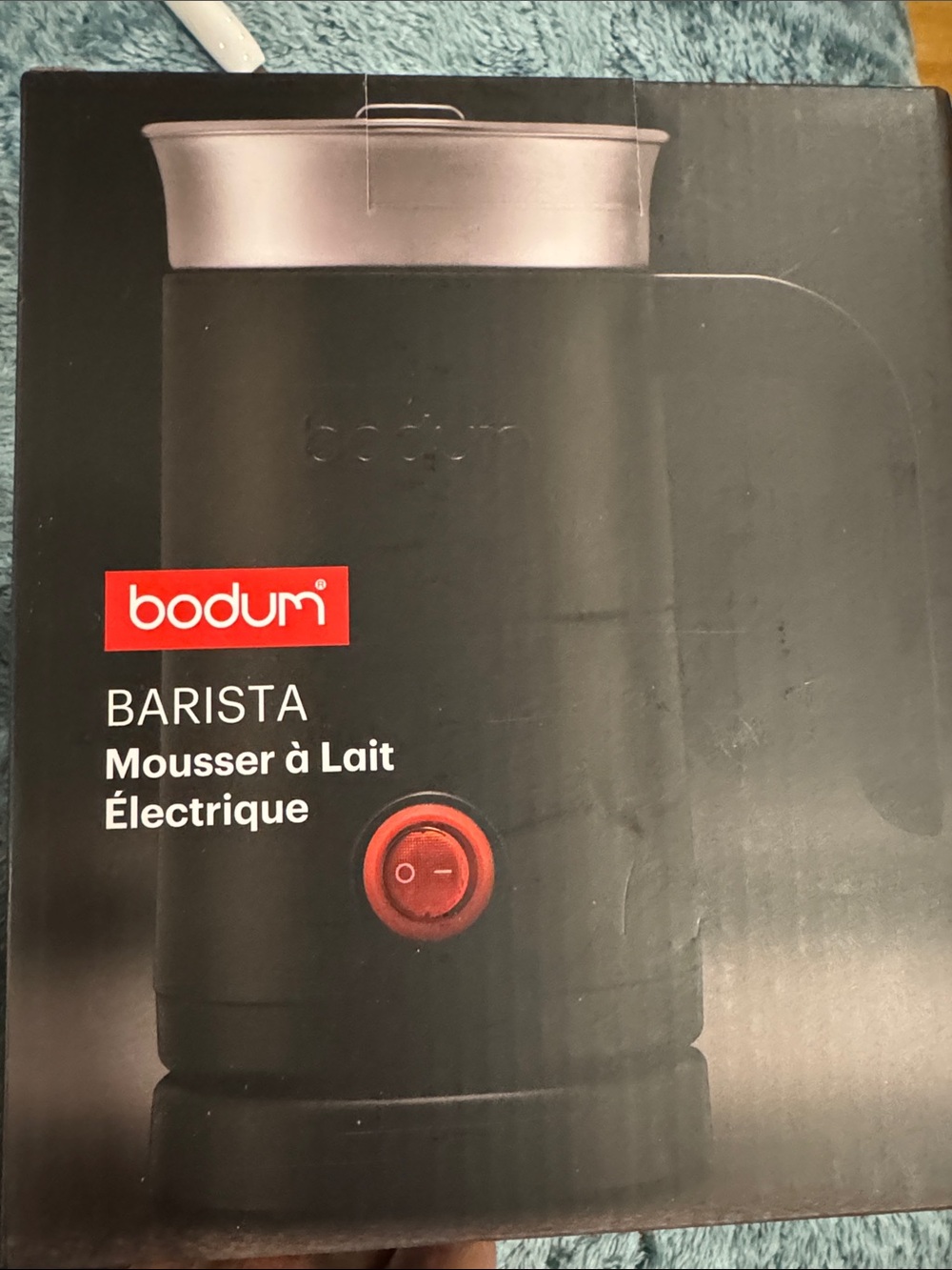 Bodum Barista Milk Frother in Black with Red Button